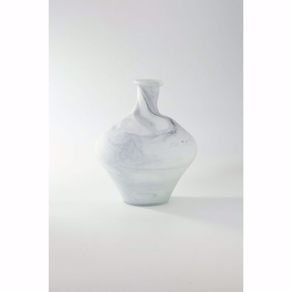 Picture of White With Grey Swirl Glass Vase