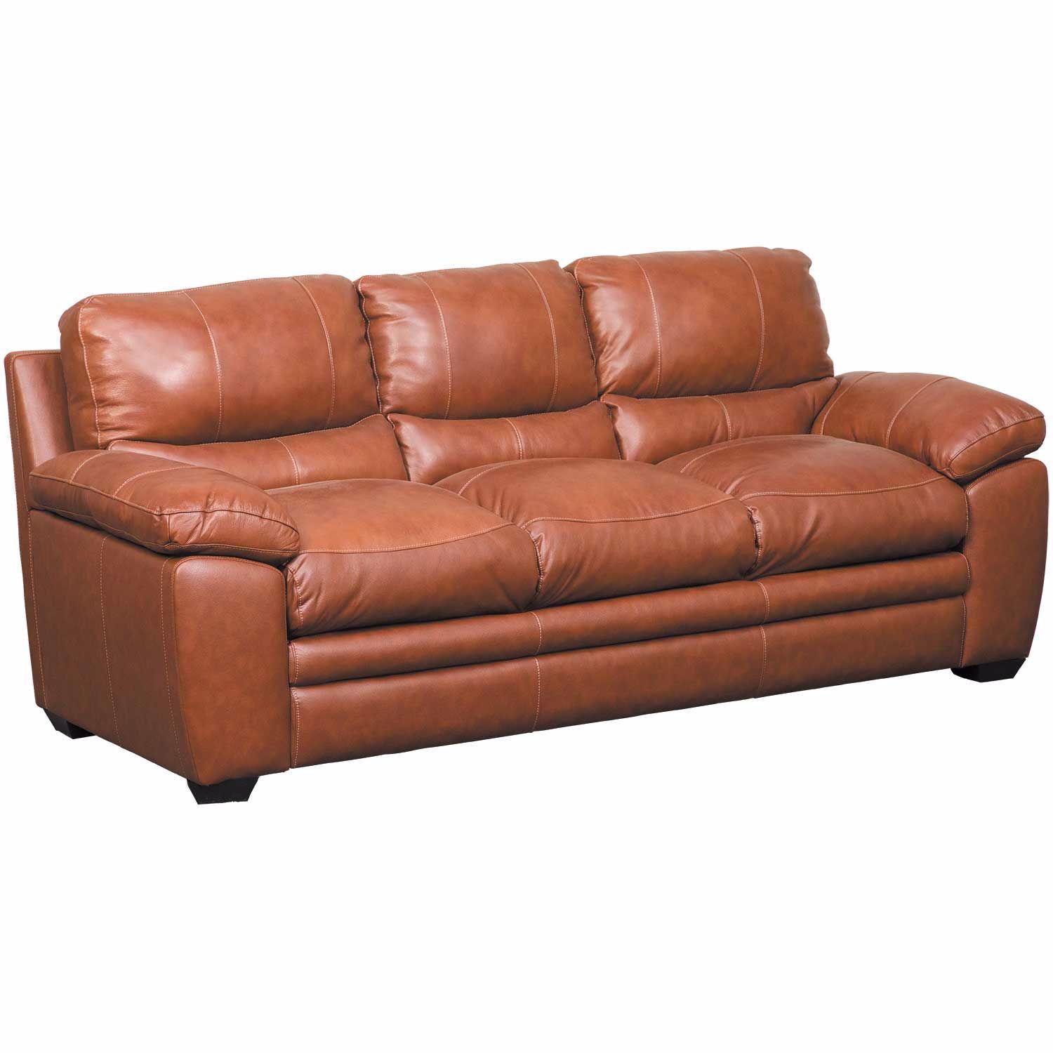 Logan Tobacco Brown Leather Sofa - | AFW.com