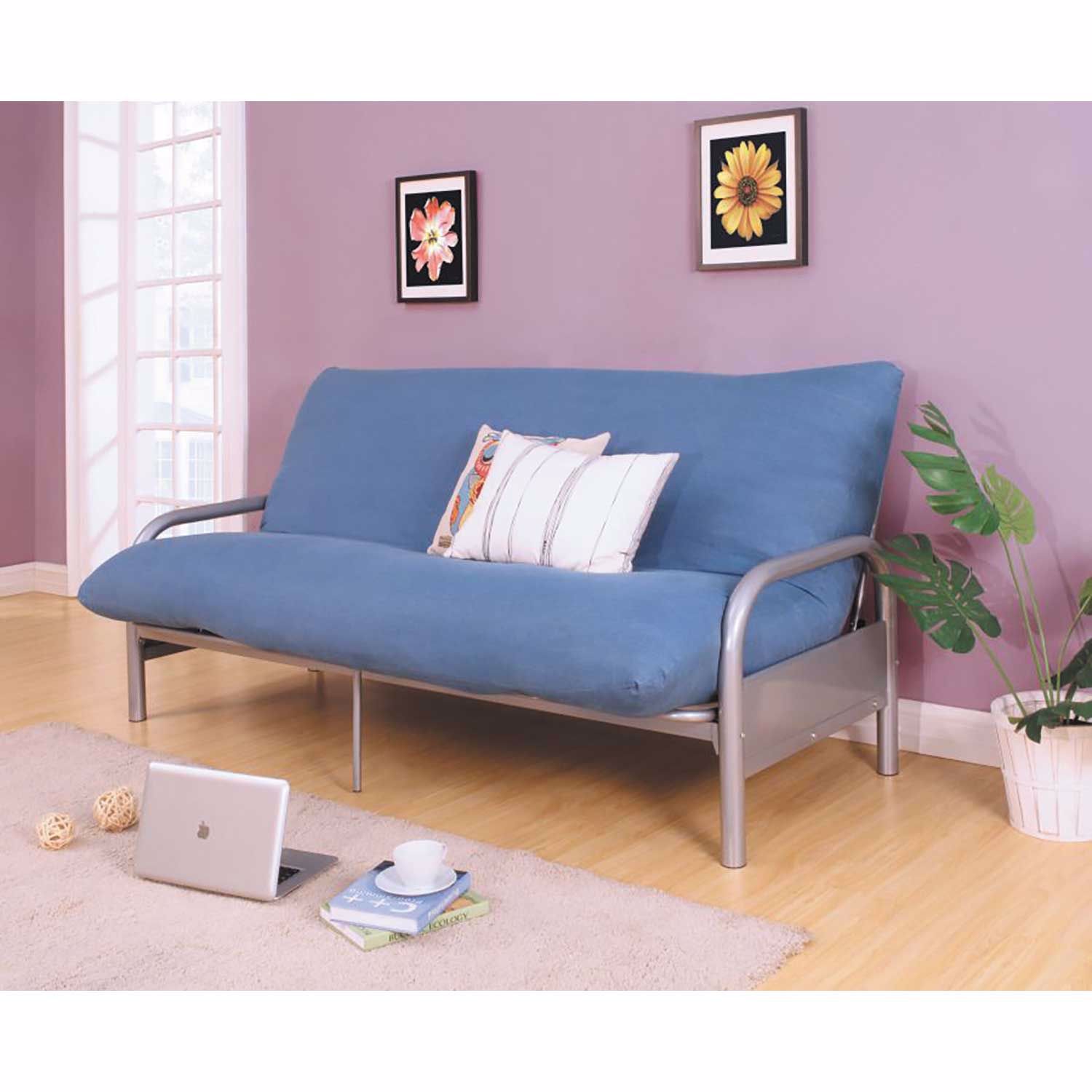 Metal Silver Futon Bed Frame 2301S 39 AFW Com   0108914 0108914 Silver Metal Futon Bed Frame  