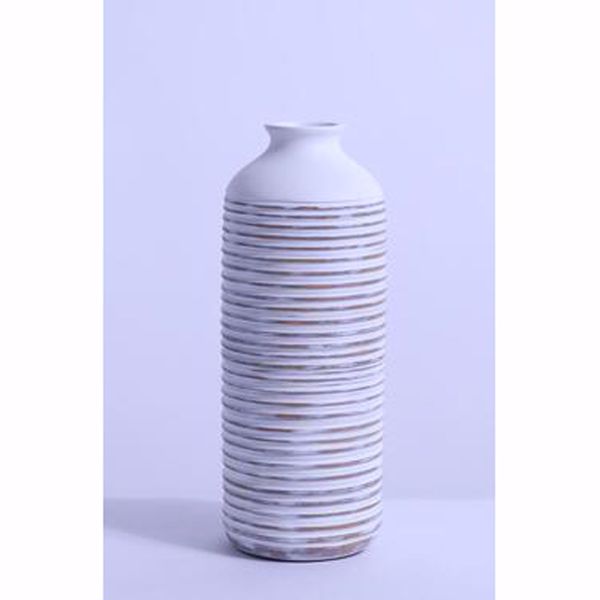 Picture of White Circular Etch Vase