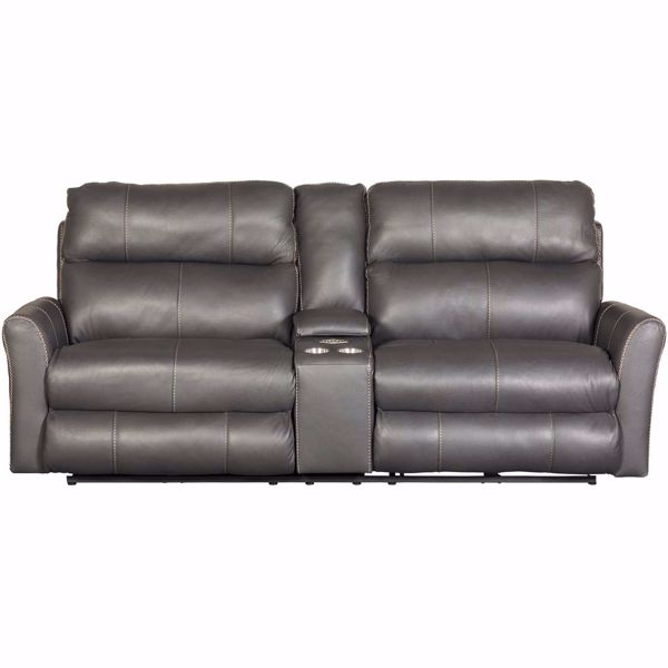 Picture of Italian Leather Power Reclining Console Sofa