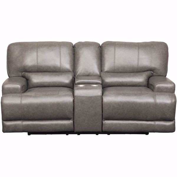 Picture of Jax Gray Leather Power Recline Console Loveseat