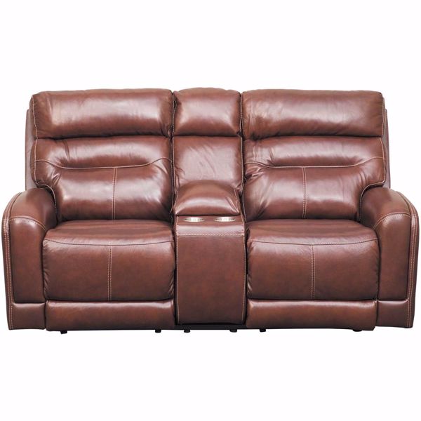 Sessom Leather Power Reclining Console Loveseat with