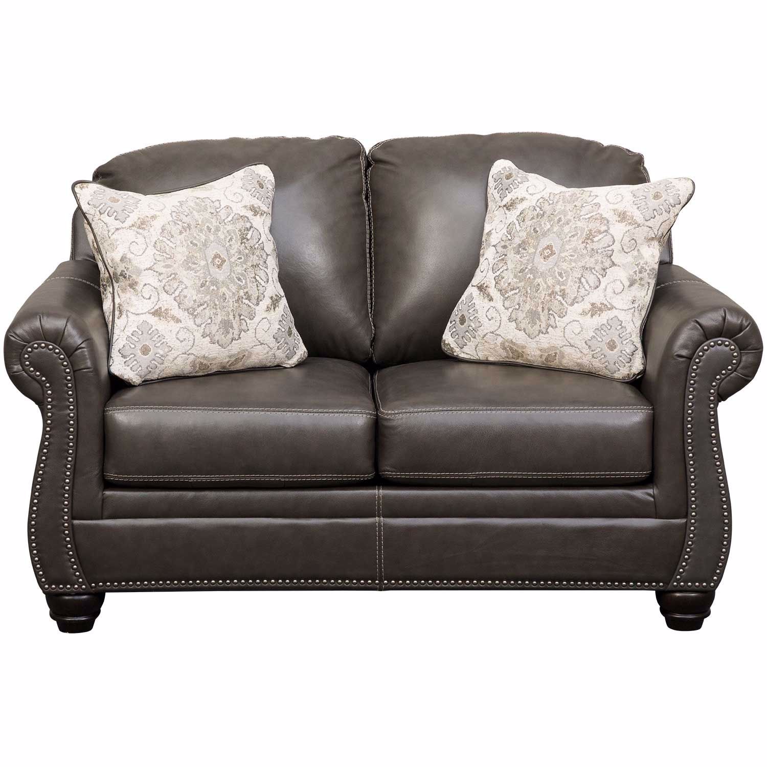 Lawthorn Slate Italian Leather Loveseat - Ashley Furniture | AFW.com