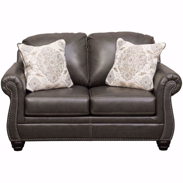 Picture of Lawthorn Slate Italian Leather Loveseat