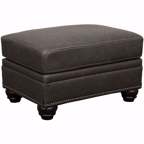 Picture of Lawthorn Slate Italian Leather Ottoman