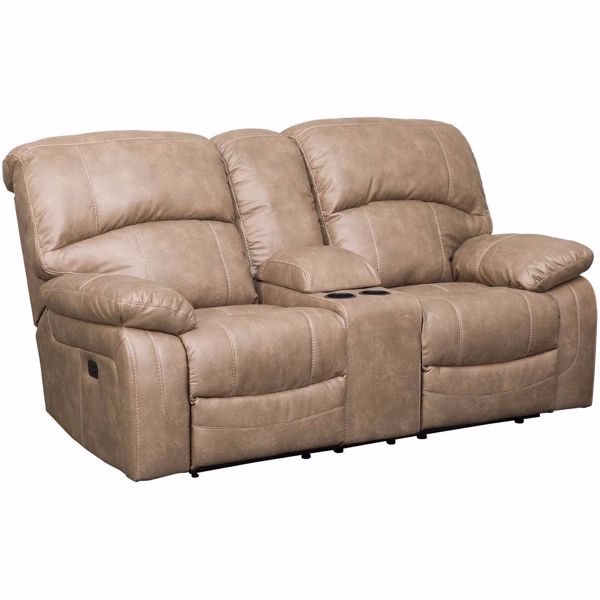 Dunwell Driftwood Power Reclining Console Loveseat with Adjustable ...