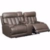 Picture of Steel Leather Power Recline Console Loveseat with