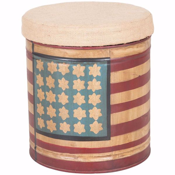 Picture of American Flag Round Metal Stool