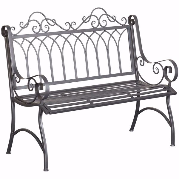 Picture of Gray Metal Patio Bench