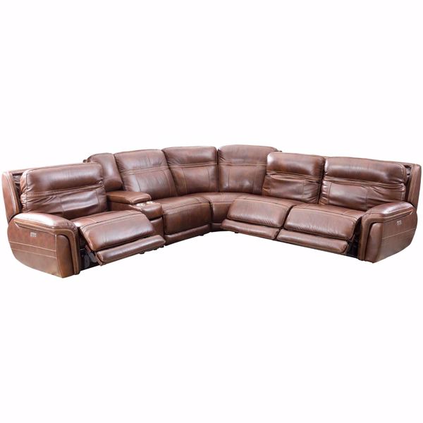 Dean 6 Piece Leather Power Reclining Sectional with Adjustable ...