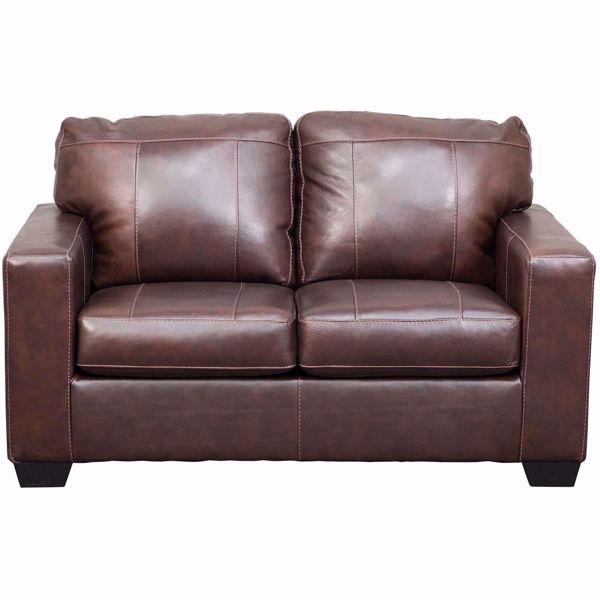 Morelos Brown Italian Leather Loveseat, Ashley Brown Leather Sofa And Loveseat