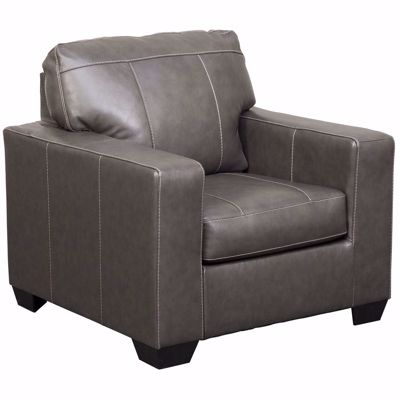 Morelos Brown Italian Leather Chair, Gray Leather Chair