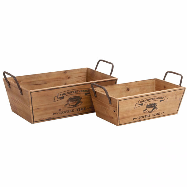 Picture of Set of 2 Wood Coffee Trays