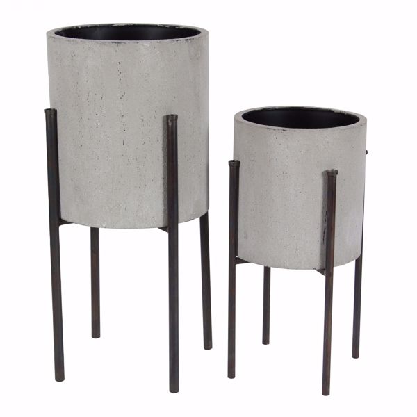 Picture of Set of 2 Metal Planters on Stand