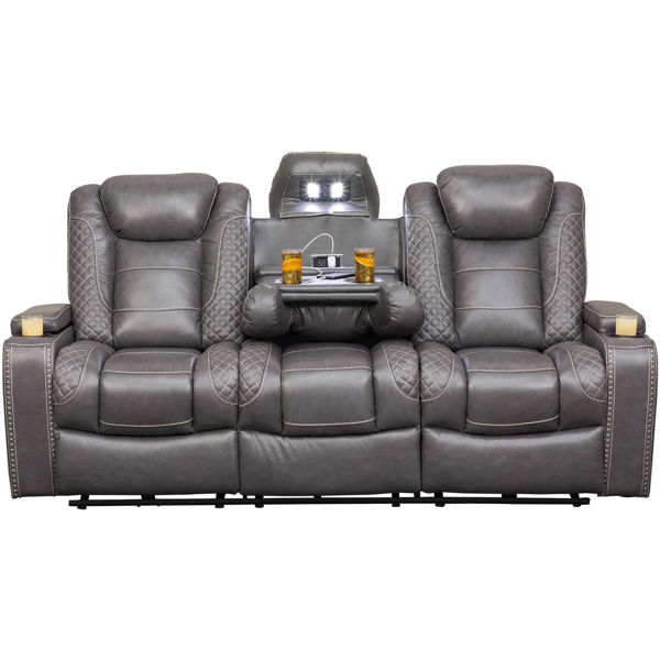 Orion Power Reclining Sofa With, Black Leather Power Reclining Sofa