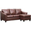 Picture of Fortney Mahogany Italian Leather Reversible Sofa Chaise