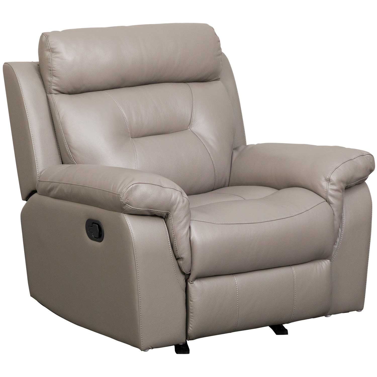 Relax in the Rema Stone Leather Swivel Rocker Recliner AFW