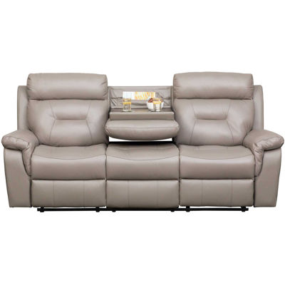 Picture of Watson Light Gray Leather Reclining Sofa with DDT