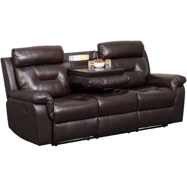 Watson Brown Leather Reclining Sofa with DDT | 1G-7123RS | AFW.com