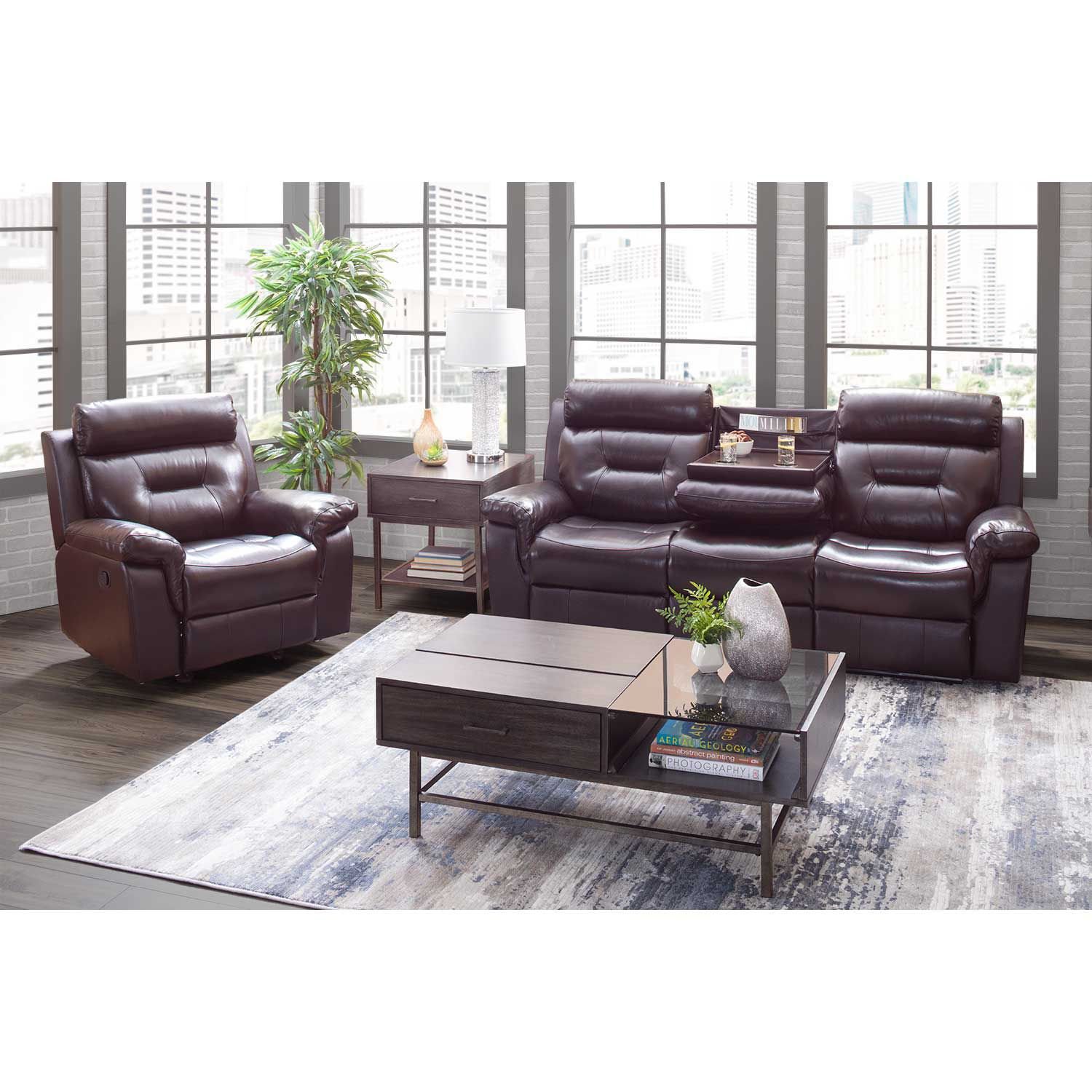 Watson Brown Leather Reclining Sofa with DDT 1G7123RS