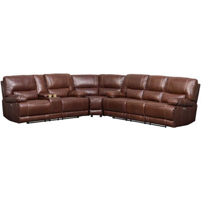 3pc Brown Leather Power Reclining, Brown Leather Reclining Sofa With Chaise