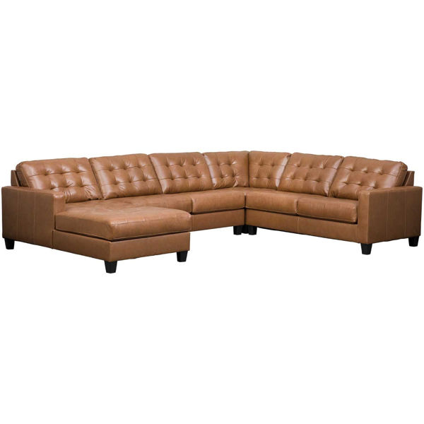 4pc Italian Leather Sectional With Laf, Ashley Furniture Leather Sectional Sofa