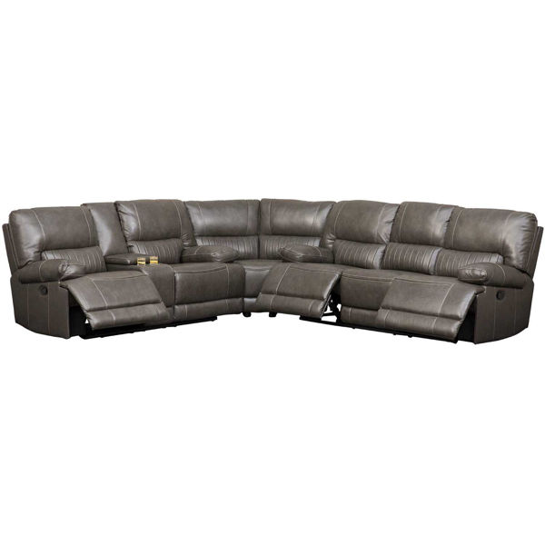 3PC Gray Leather Power Reclining Sectional AFW Com   0119232 3pc Gray Leather Power Reclining Sectional 600 