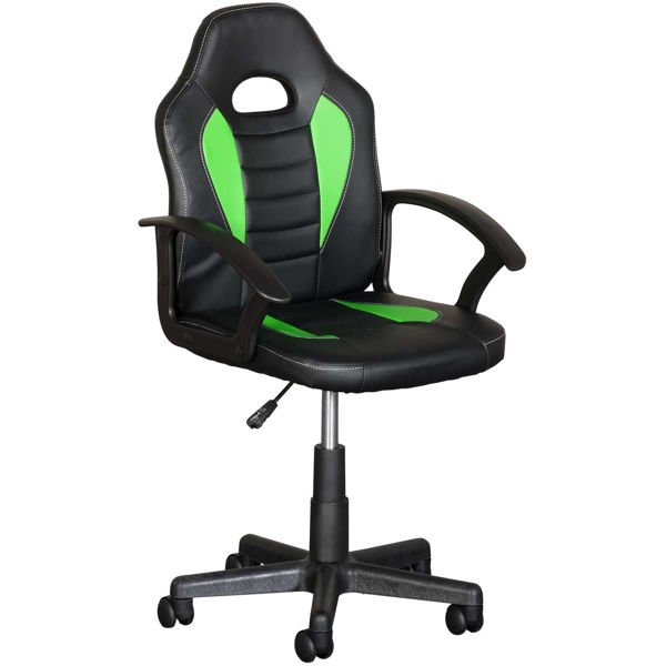 Picture of Black and Green Kids Racing Chair