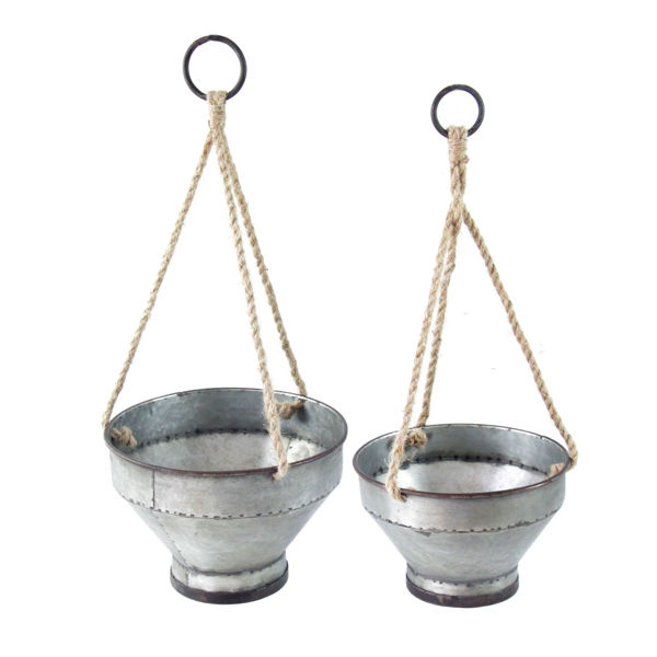 Picture of Set of 2 Metal Hanging Planters