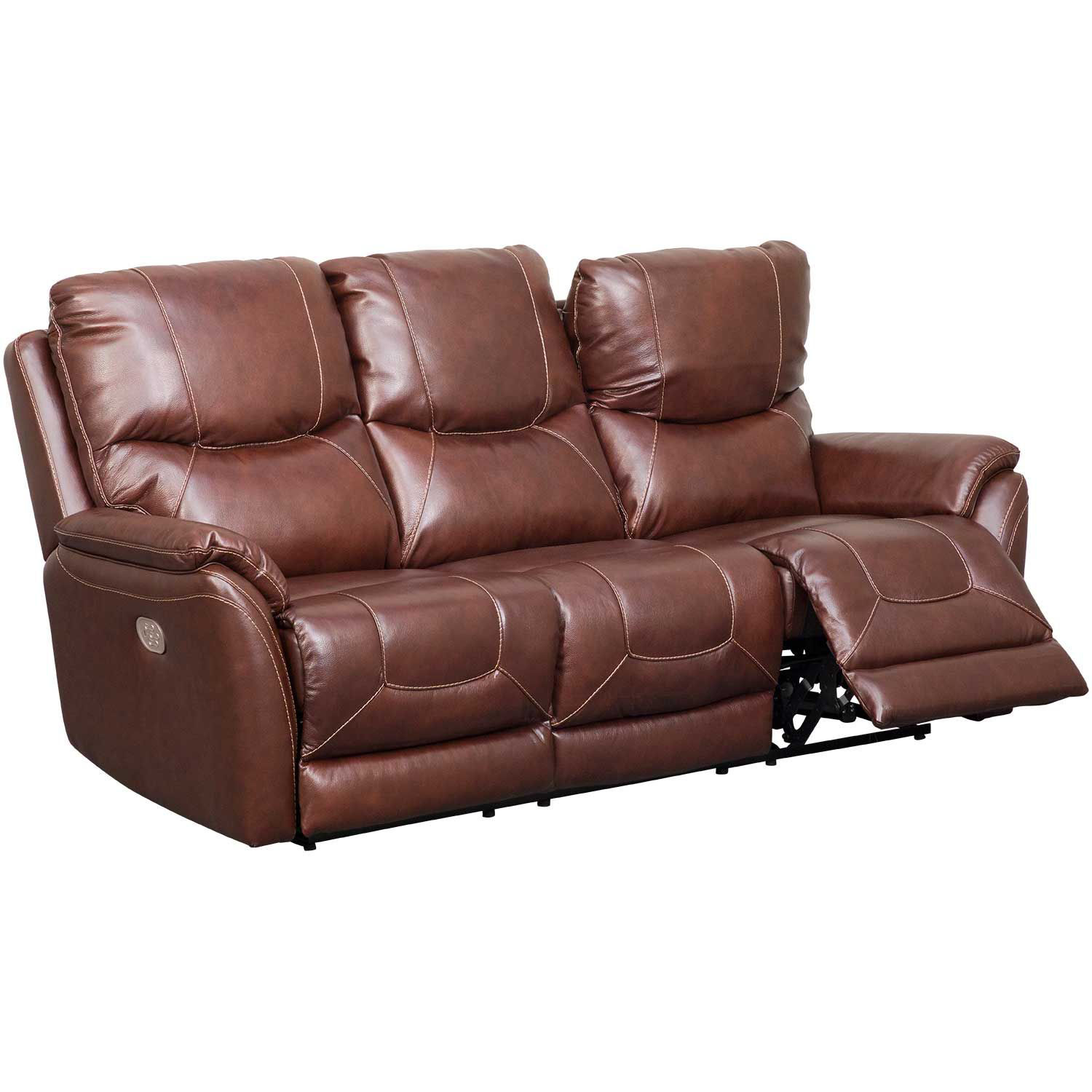 Dellington Walnut Power Reclining Sofa with Adjustable Headrest and ...