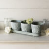 Picture of Set of 3 Embossed Metal Buckets with Tray