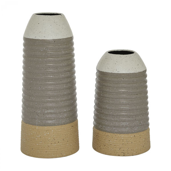 Picture of Set of 2 Layered Color Metal Vase