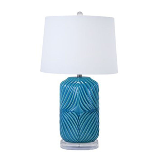 Picture of Teal Ceramic Barrel Table Lamp