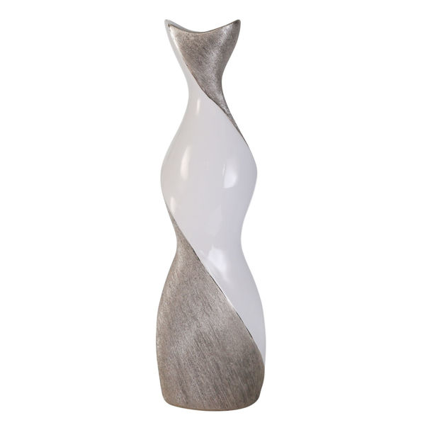 Picture of White Silver Twist Vase 24IN
