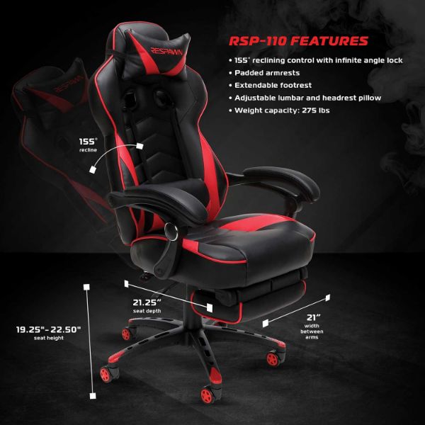 Respawn Red Reclining Gaming Chair | RSP-110-RED | | AFW.com