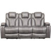 Picture of Outsider Gunmetal Gray Leather Power Reclining Sofa with Drop Table and Power Adjustable Headrest