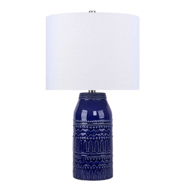 Picture of Blue Patterned Ceramic Table Lamp