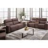 Picture of Italian Leather Power Recline Console Loveseat wit