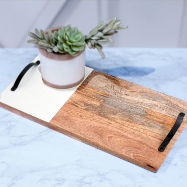 Picture of Mango Wood Tray With White