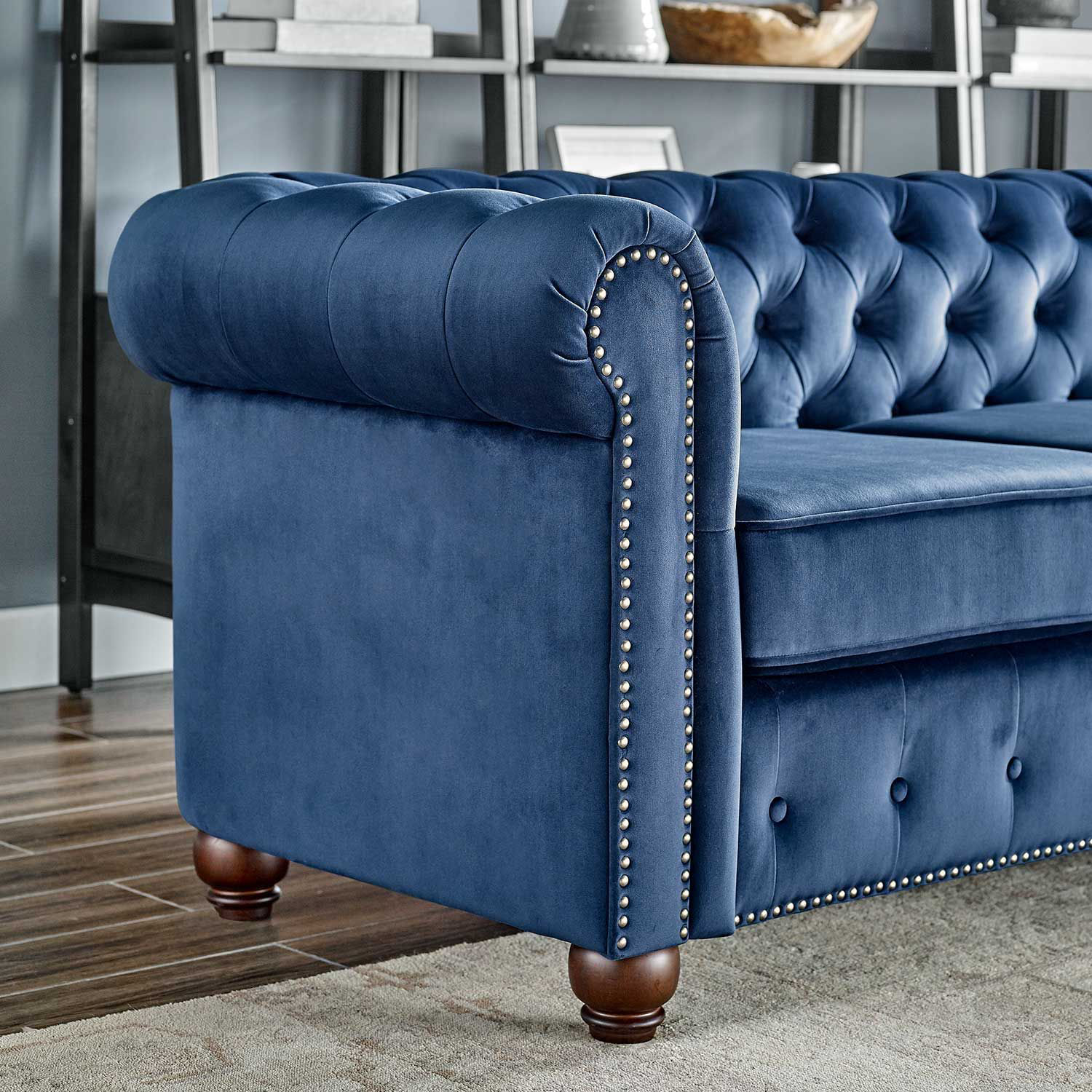 Sophia Blue Tufted Sectional - 