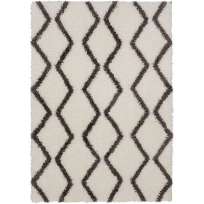 Picture of Pattern Shag Grey On White 5x7 Rug