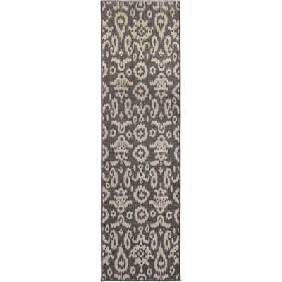 Picture of Easy Clean Grey Ikat Rug