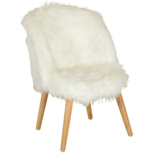 Picture of Boho White Faux Fur Accent Chair