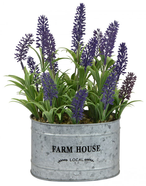 Picture of Faux Flower Lavender/Metal Pot