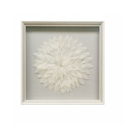 Picture of White Leaf Art In Gray Frame