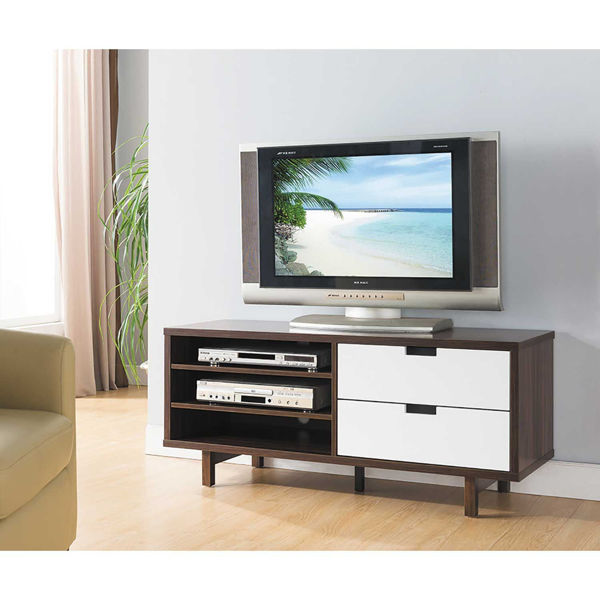 Picture of 60” Dark Walnut and White TV Stand