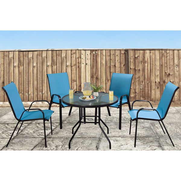 Picture of Beverly 5 Piece Set Round Table Blue Chairs