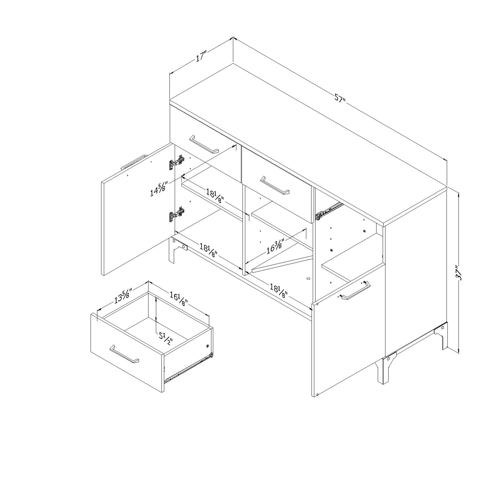 Valet - Buffet With Wine Storage, Two-Tone *D | 10710-SS | AFW.com