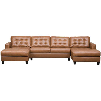 2pc Italian Leather Sectional With Raf, Leather Sectional With Chaise Ashley
